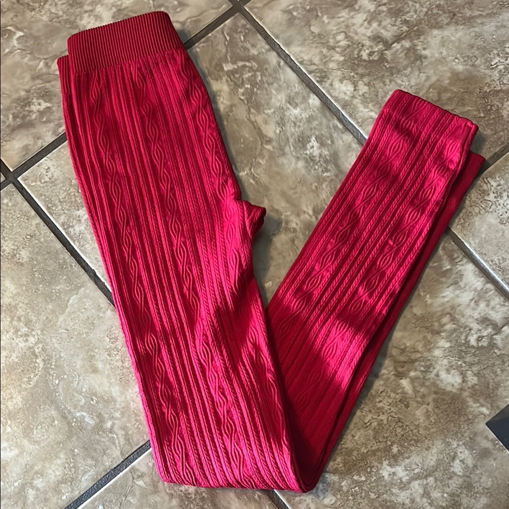 No Boundaries Red Ribbed Fleece lined Leggings - Size Small (3/5)